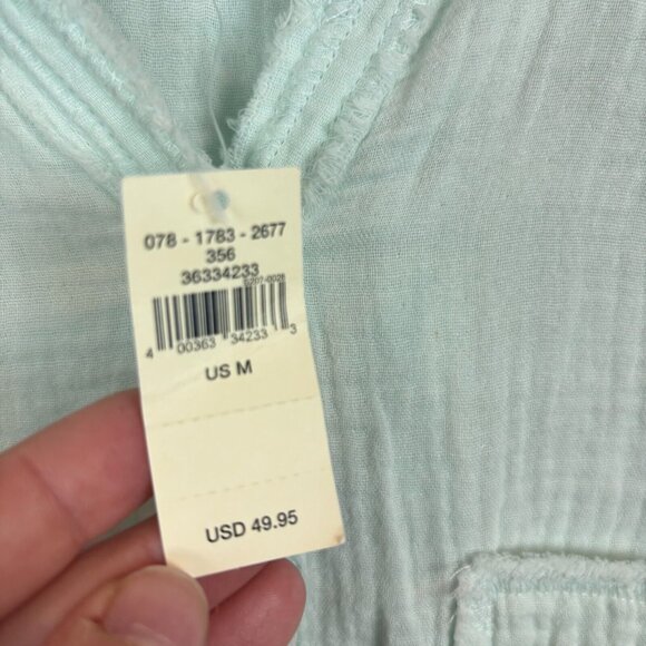 Aerie Women's Ocean Blue Oversized distressed coverup button shirt sz Medium NWT - Picture 7 of 14